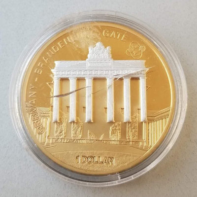 【随心拍&GetCoins】现代金银币拍卖第四十三期 库克2009年世界奇观勃兰登堡门立体镀金纪念币