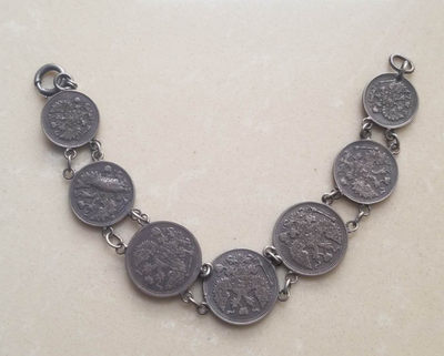 【随心拍&GetCoins】现代金银币拍卖第四十三期 沙俄百年老工银币手链，保存完好，实用饰品 