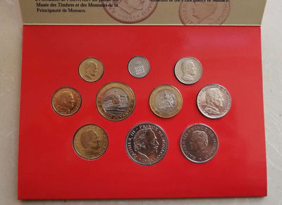 【随心拍&GetCoins】现代金银币拍卖第四十三期 摩纳哥1995年全套流通币10枚，造币厂原包装卡币