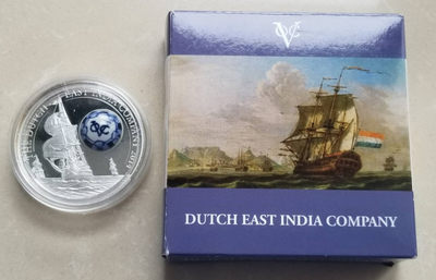 【随心拍&GetCoins】现代金银币拍卖第四十三期 库克2014年东印度公司青花瓷镶嵌大银币，