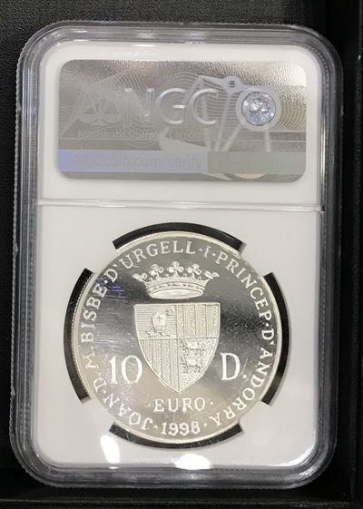 【随心拍&GetCoins】现代金银币拍卖第四十三期 获奖币1998年安道尔10第纳尔欧罗巴驾驶战车NGC66
