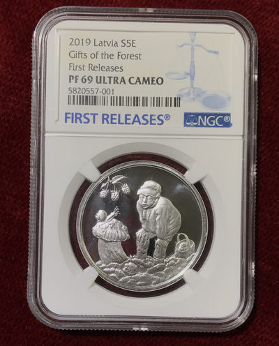 【随心拍&GetCoins】现代金银币拍卖第四十三期 拉脱维亚2019年森林的礼物5欧精制纪念银币NGC69