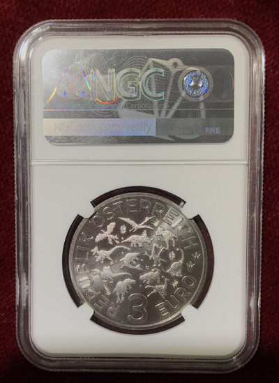 【随心拍&GetCoins】现代金银币拍卖第四十三期 奥地利2019年恐龙系列1棘龙3欧彩色夜光合金纪念币NGC69首期蓝标