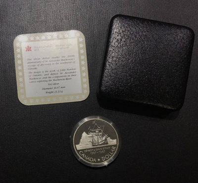 【随心拍&GetCoins】现代金银币拍卖第四十三期 加拿大获奖币1987年加拿大1加元发现戴维斯海峡带盒证