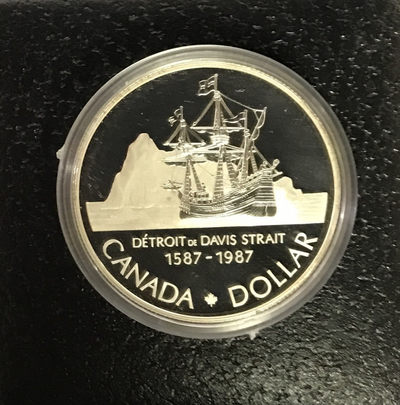 【随心拍&GetCoins】现代金银币拍卖第四十三期 加拿大获奖币1987年加拿大1加元发现戴维斯海峡带盒证