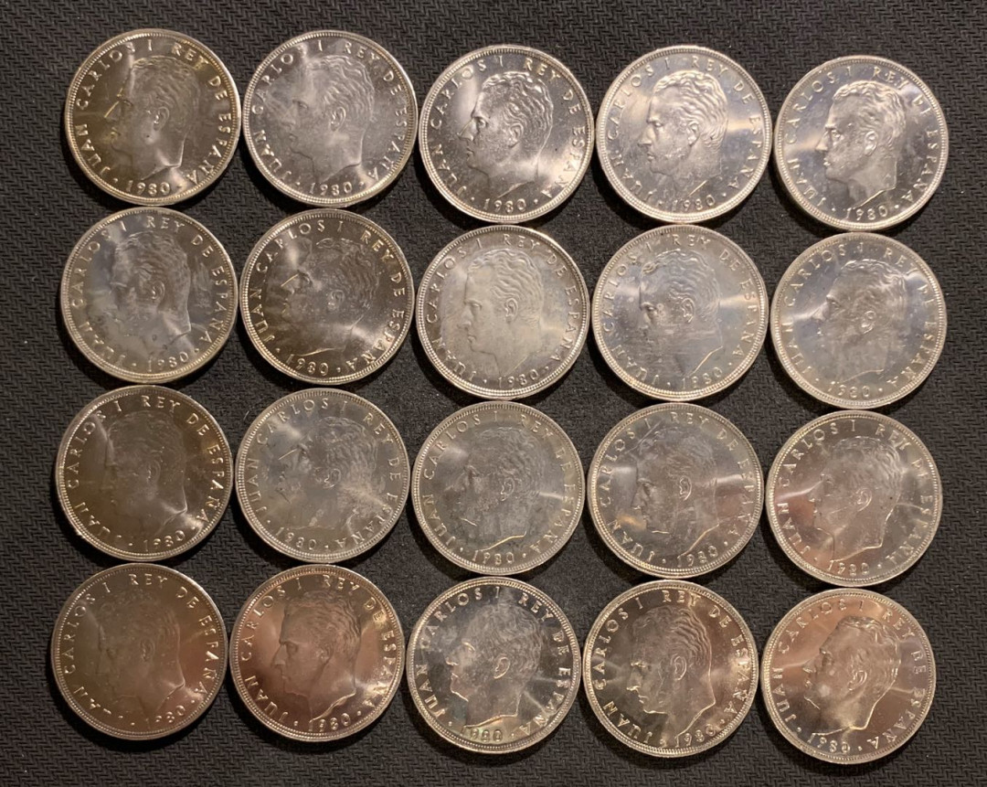 紫瑗钱币—微拍第九期  西班牙 1980年 世界杯 100比塞塔 大镍币 一组20枚 BU