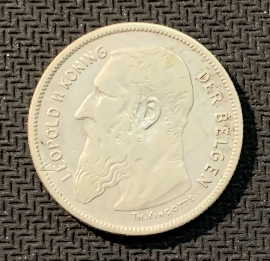 紫瑗钱币—微拍第12期  比利时 1909年 利奥波德二世 2克朗 10克 0.835银