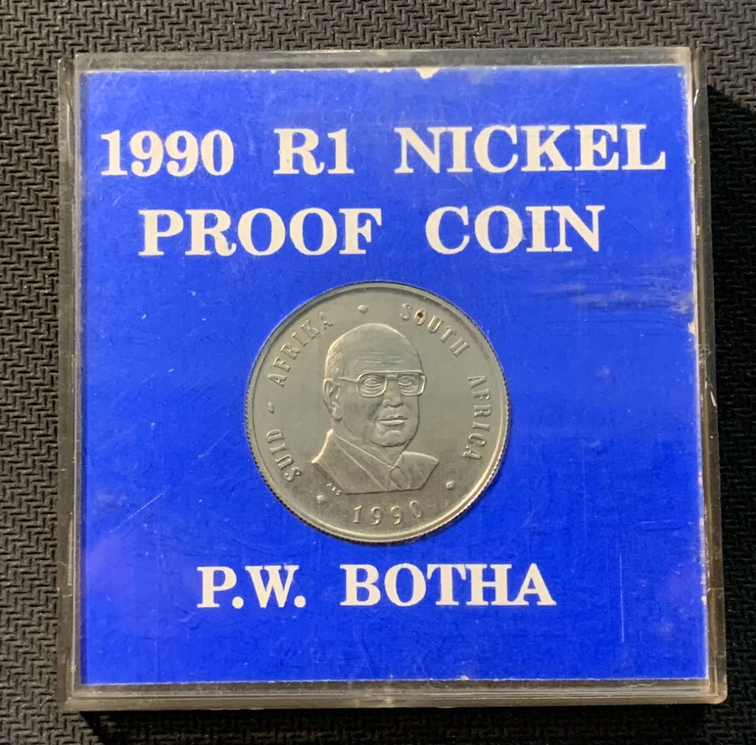 紫瑗钱币—微拍第12期  南非 1990年 总统博塔 1兰特 精制币 带盒