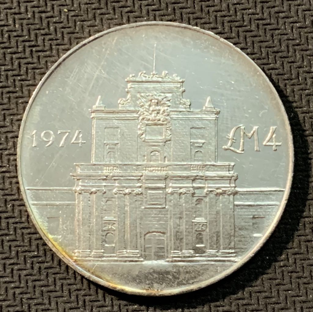 紫瑗钱币—微拍第12期  马耳他 1974年 卡托内拉城堡 4磅 20克 0.987银