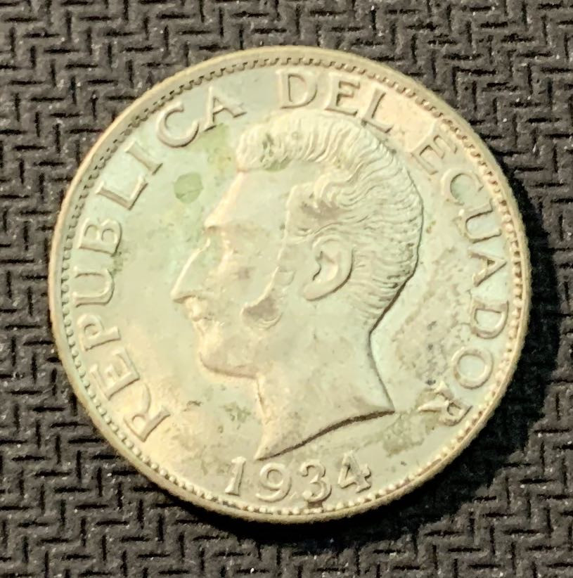紫瑗钱币—微拍第12期  厄瓜多尔 1934年 1苏克雷 银币 UNC