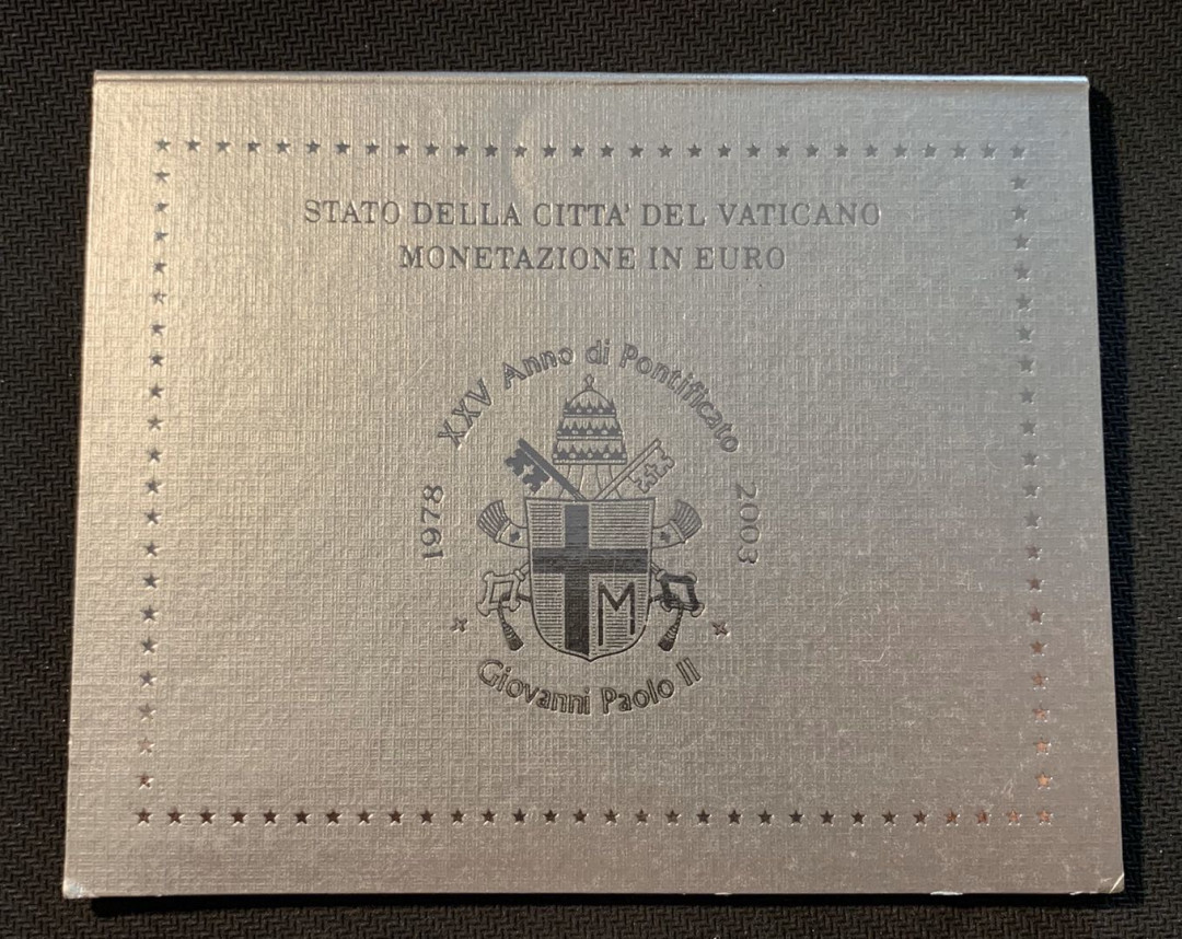 紫瑗钱币—微拍第12期  梵蒂冈 2003年 保罗二世 1分—2欧 8枚套 官方套