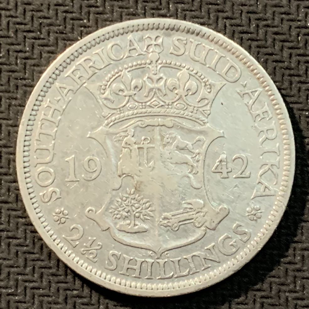 紫瑗钱币—微拍第12期  南非 1942年 乔治六世 2.5先令 银币 14.14克 0.8银