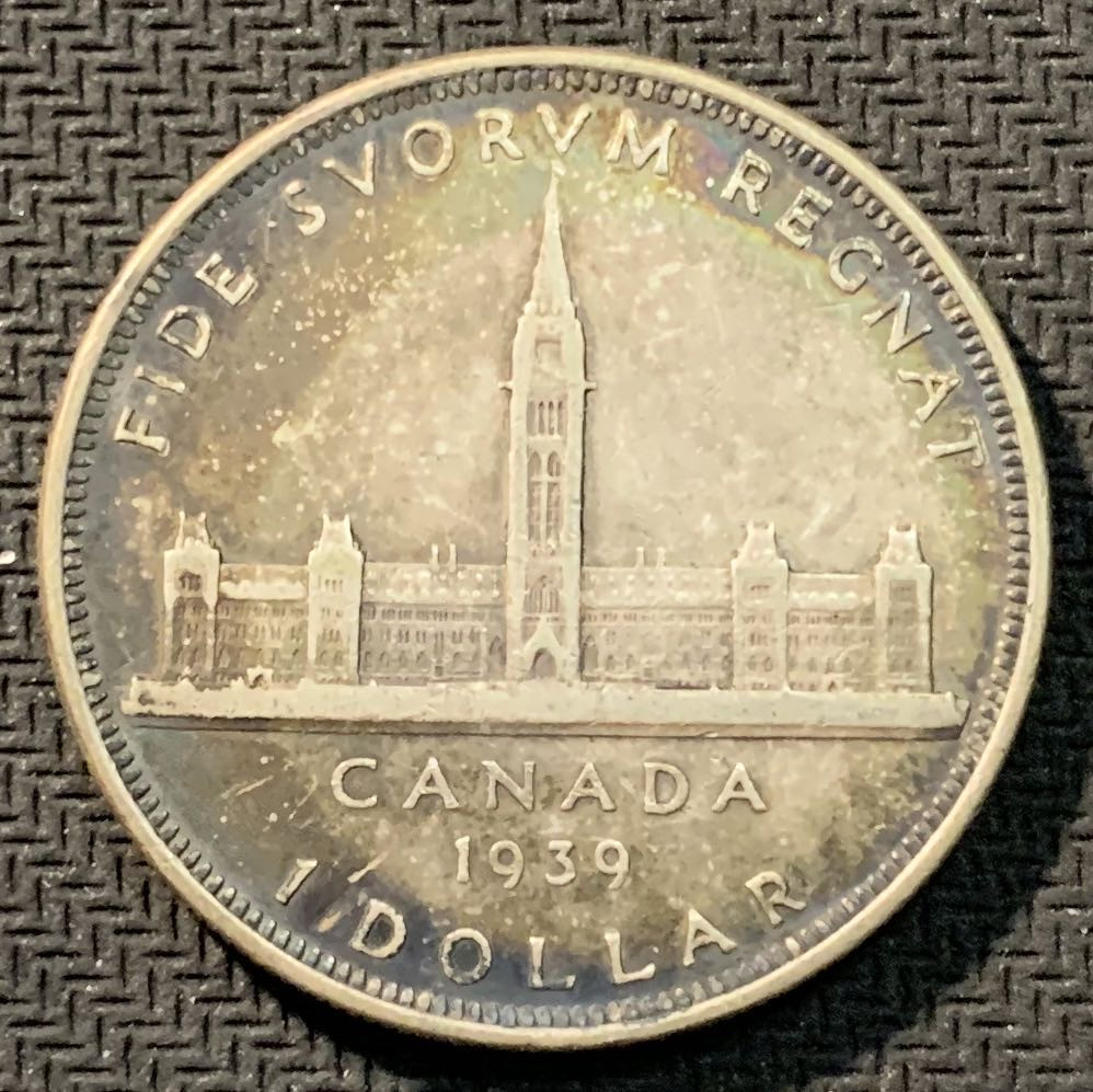 紫瑗钱币—微拍第12期  加拿大 1939年  乔治六世 议会百年 1元 23.5克 0.8银 月牙彩