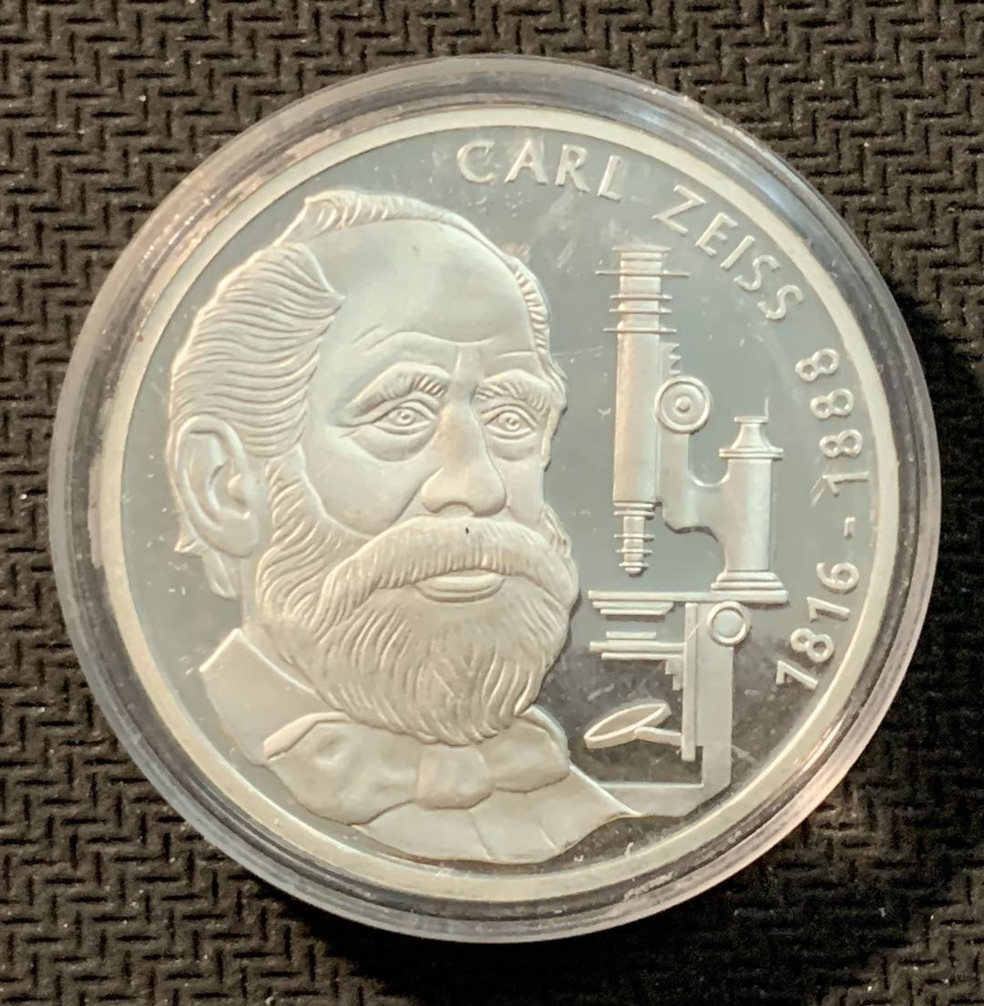 紫瑗钱币—微拍第12期  德国 1988年 F版 卡尔蔡司100周年 10马克 15.5克 0.625银 精制