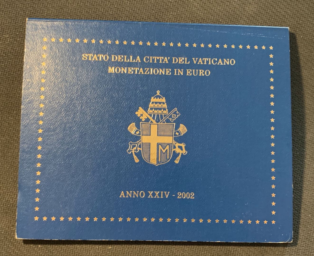 紫瑗钱币—微拍第12期  梵蒂冈 2002年 保罗二世 1分—2欧 8枚套 官方套