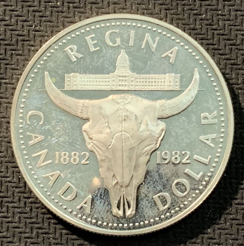 紫瑗钱币—微拍第12期  加拿大 1982年 里贾纳建城100周年 1元 23.5克 0.5银 精制