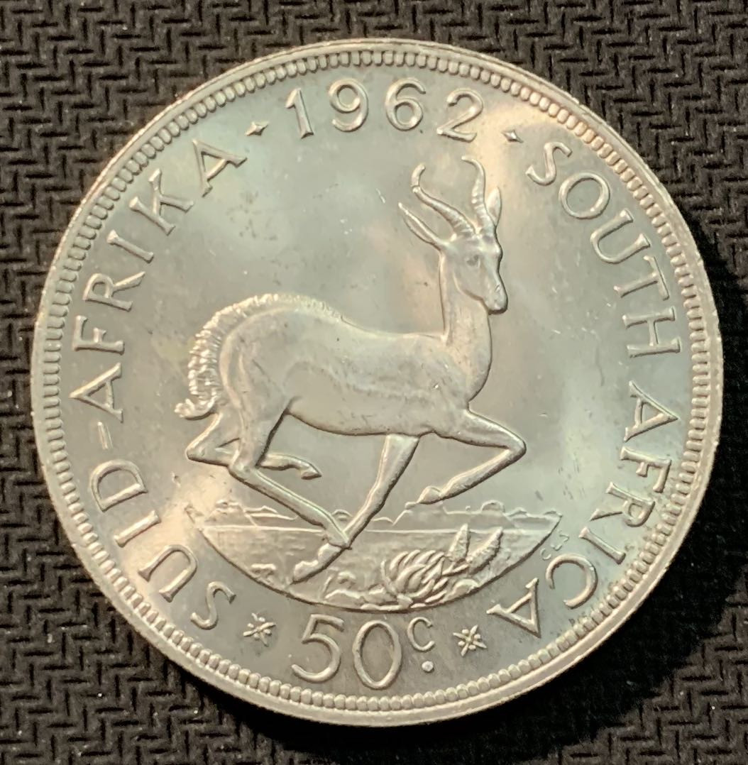 紫瑗钱币—微拍第12期  南非 1962年  探险家 吕贝克 50分 28.28克 0.5银