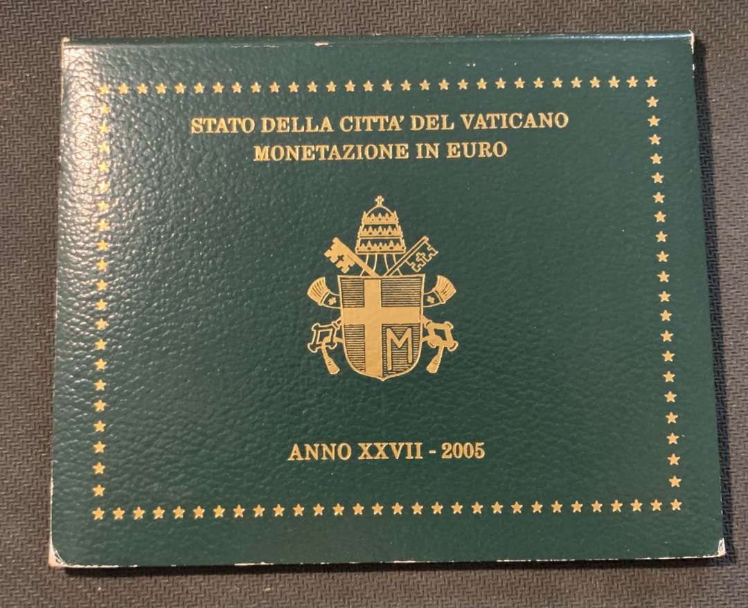 紫瑗钱币—微拍第12期  梵蒂冈 2005年 保罗二世 1分—2欧 8枚套 官方套