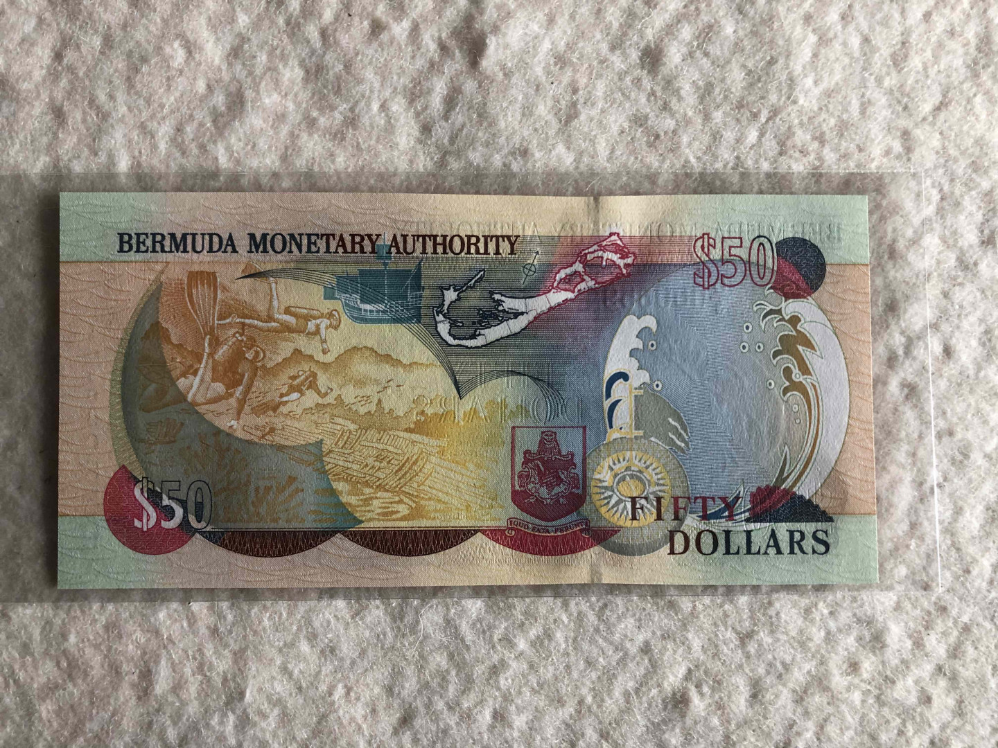 【收藏联盟】第114期拍卖（2019收官之作）——爪哇舞者 百慕大2007年50元 百位小号 UNC 女王纸币 