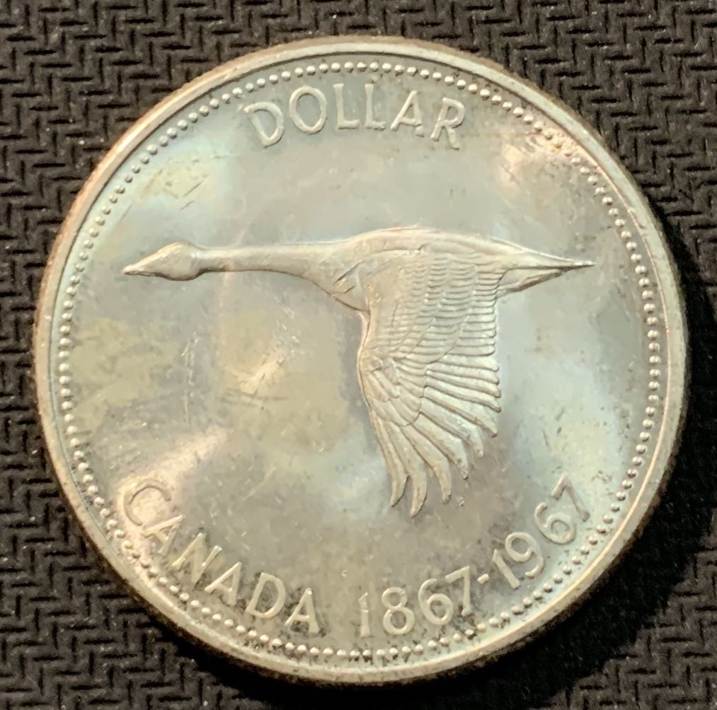 紫瑗钱币—微拍第12期  加拿大 1967年 建国百年 大雁 1元 23.5克 0.8银 BU