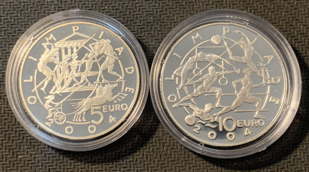 紫瑗钱币—微拍第12期  圣马力诺 2003年 奥运会 5 10欧元 共40克 0.925银 精制 原盒证书