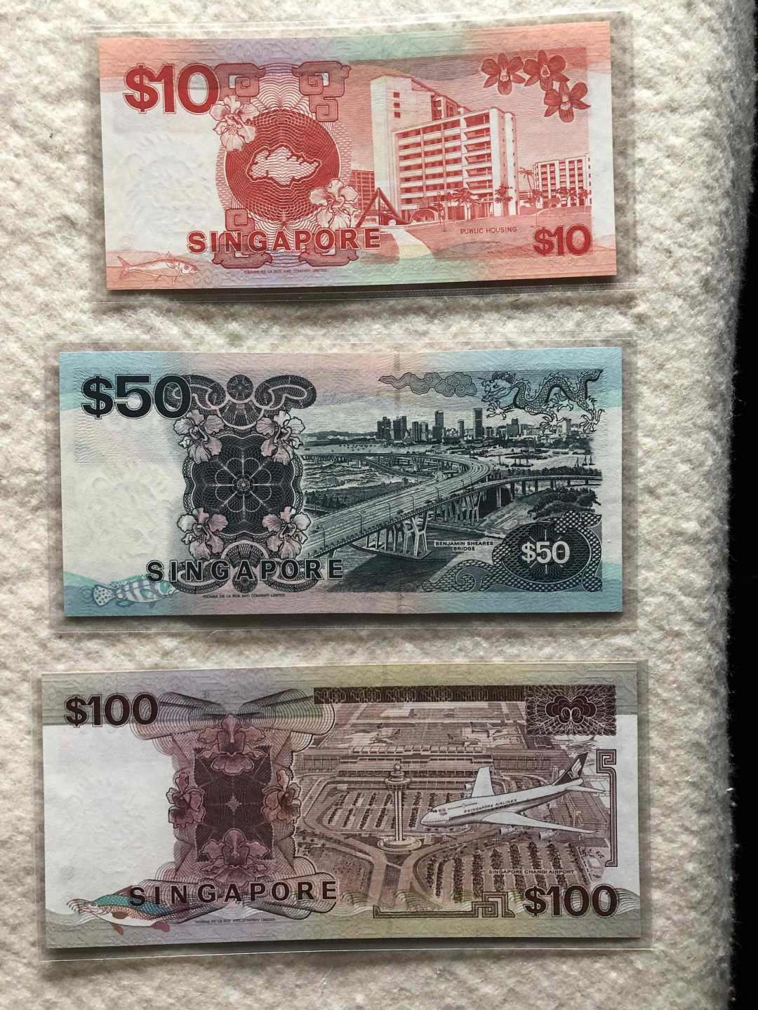 【收藏联盟】第114期拍卖（2019收官之作）——爪哇舞者 【一组3张】新加坡 船版 10-50-100元 UNC