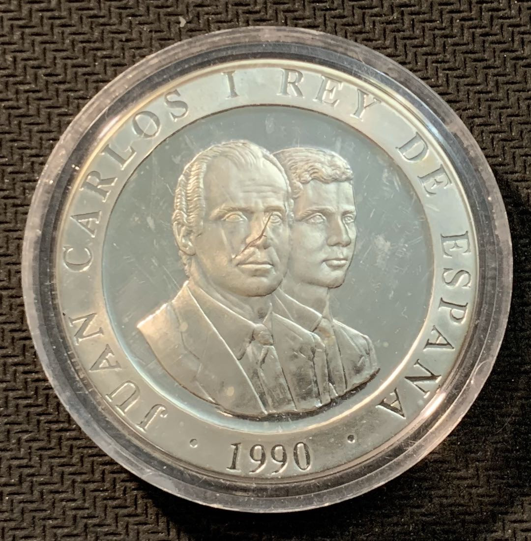 紫瑗钱币—微拍第12期  西班牙 1990年 奥运会 会徽 2000比塞塔 27克 0.925银 精制