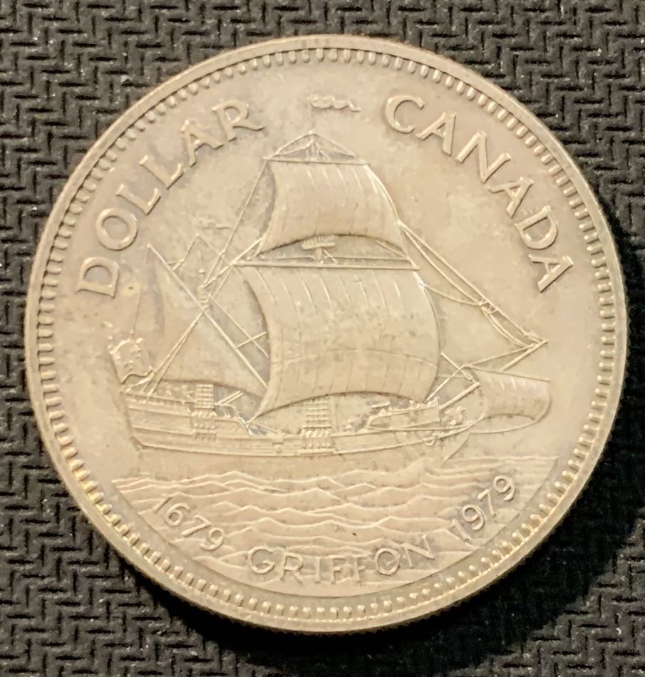 紫瑗钱币—微拍第12期  加拿大 1979年 加里森号帆船300周年 1元 23.5克 0.5银