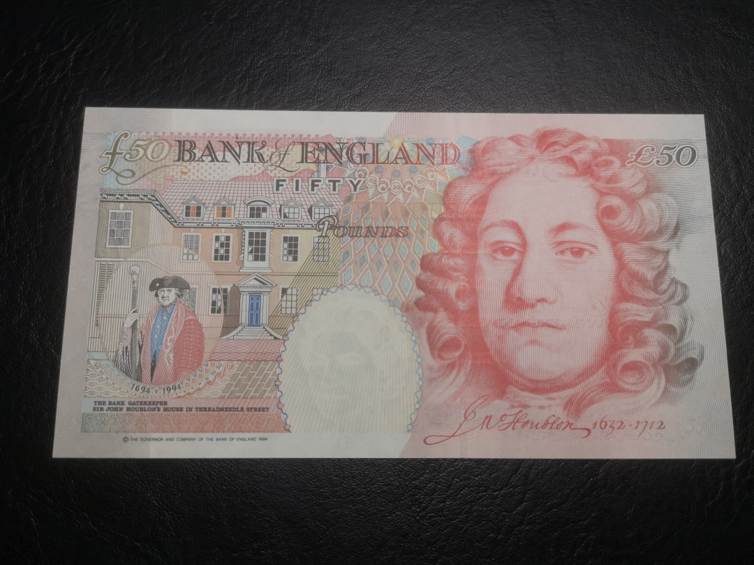 《外钞收藏家》第七十四期拍卖 英镑E序列50镑 绝品 凹版非常好的一张