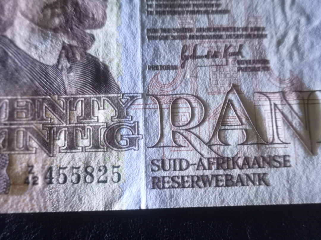 《外钞收藏家》第七十四期拍卖 南非老版 20 全新unc 印刷非常不错的一张