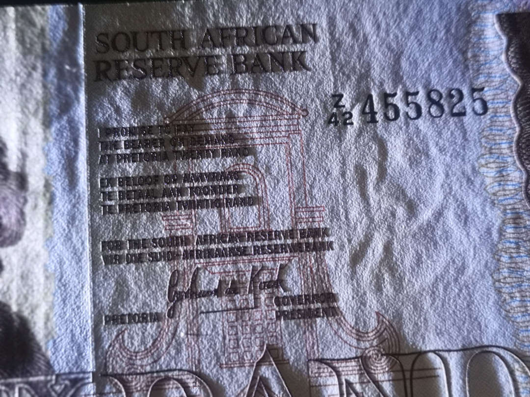 《外钞收藏家》第七十四期拍卖 南非老版 20 全新unc 印刷非常不错的一张