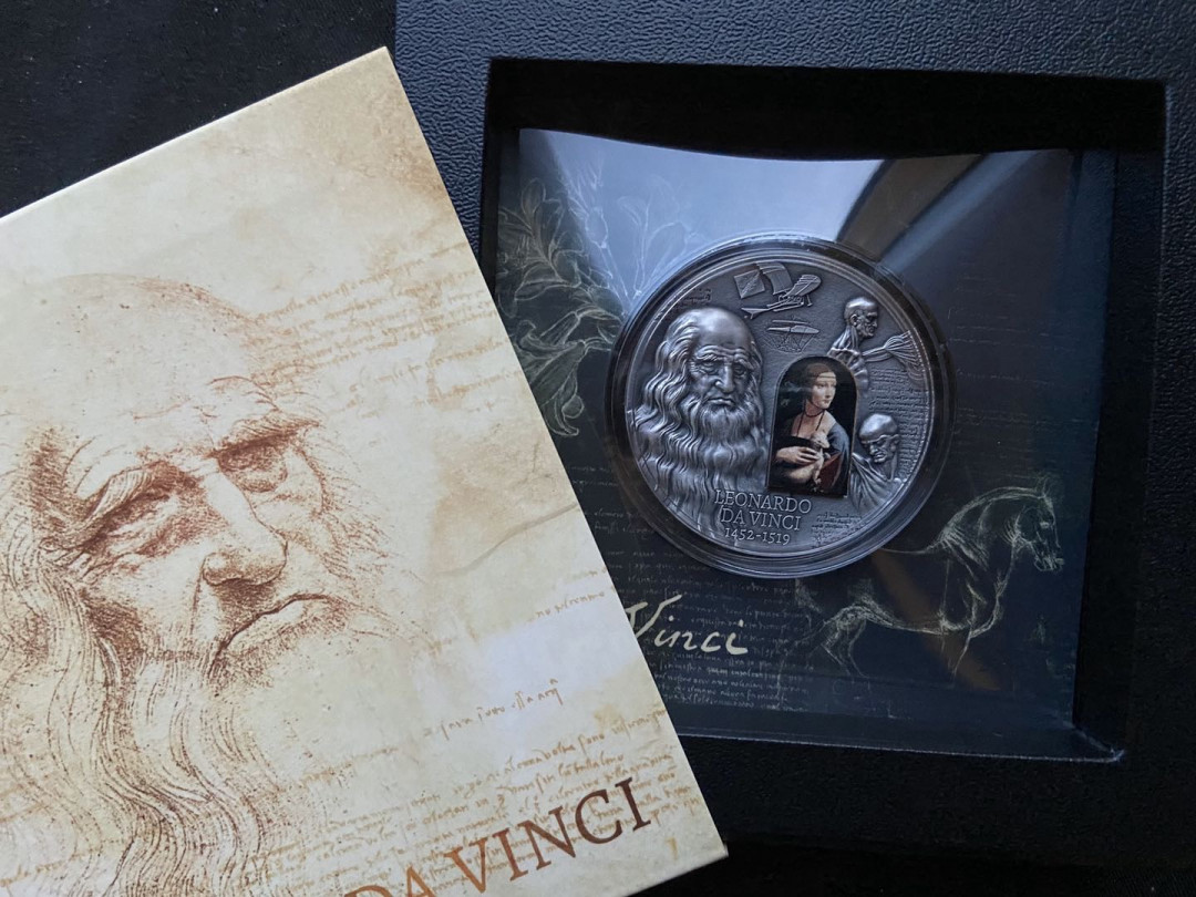 【币观天下】第九十六期钱币拍卖 【喀麦隆】喀麦隆高浮雕2019达芬奇银币