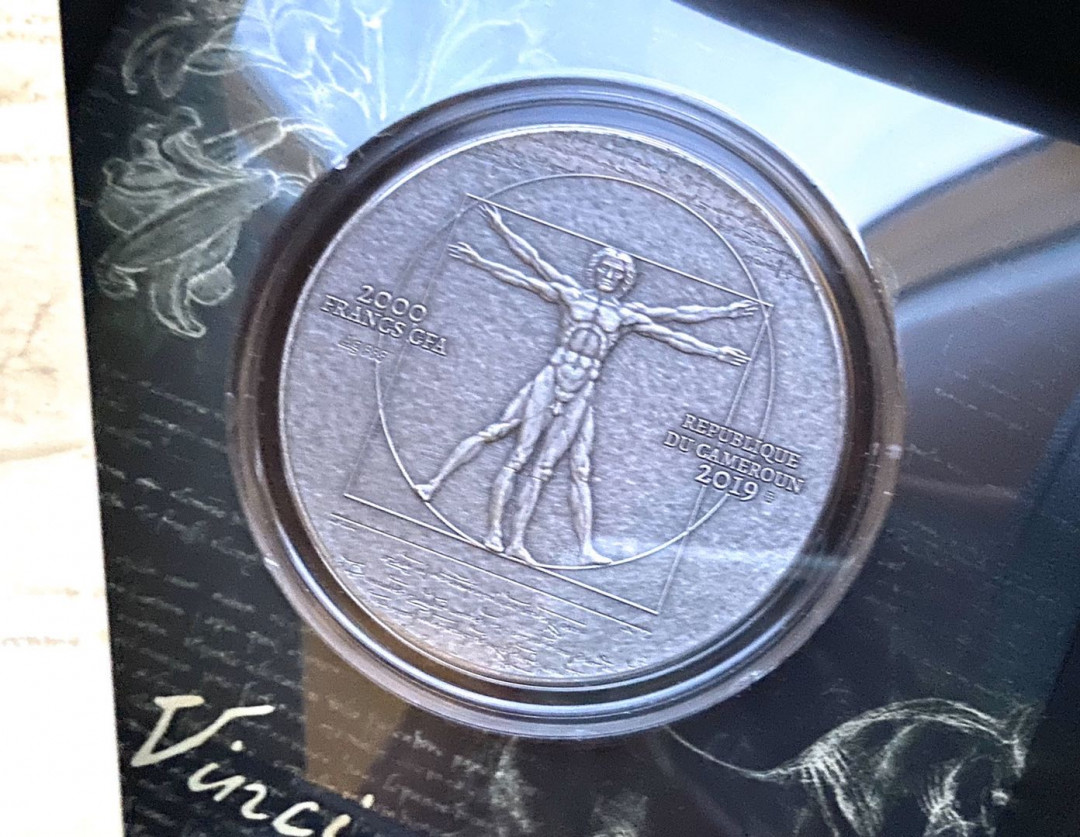 【币观天下】第九十六期钱币拍卖 【喀麦隆】喀麦隆高浮雕2019达芬奇银币