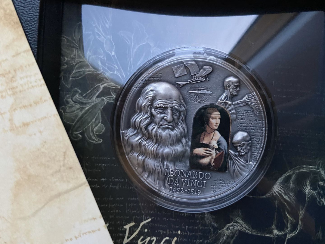 【币观天下】第九十六期钱币拍卖 【喀麦隆】喀麦隆高浮雕2019达芬奇银币