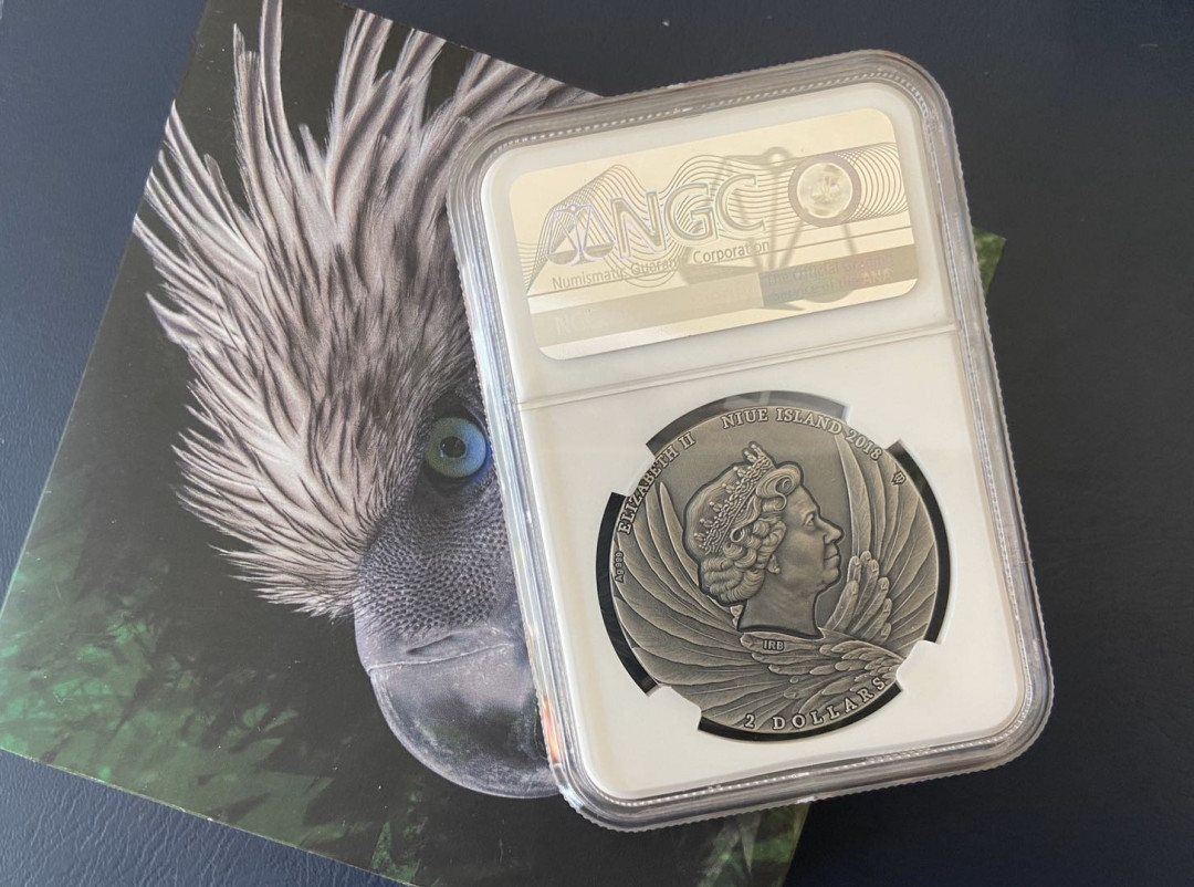 【币观天下】第九十六期钱币拍卖 【纽埃】纽埃仿古彩色银币菲律宾鹰【ngc70】