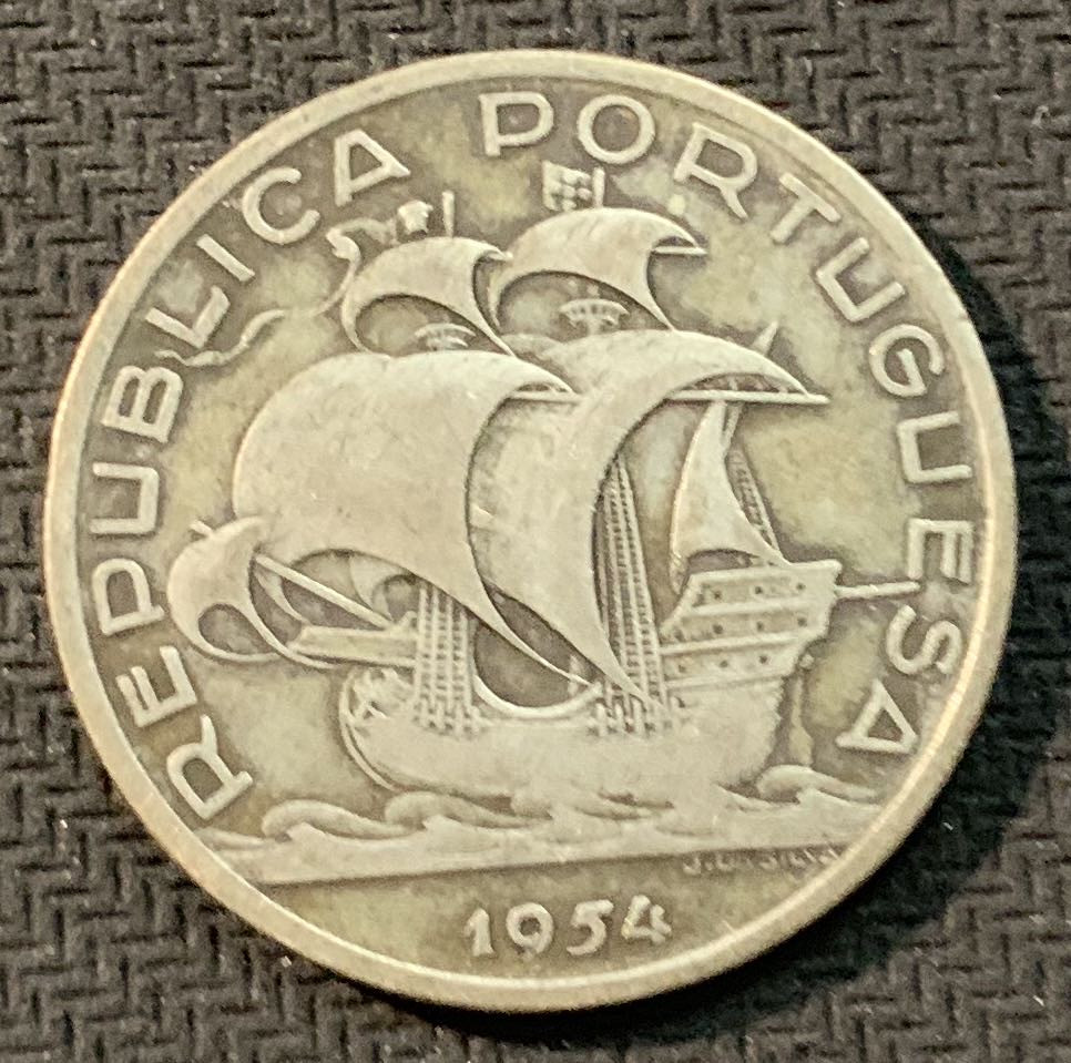 紫瑗钱币—微拍第13期 —批发场 葡萄牙 1954年  10埃斯库多 12.4克 0.835银