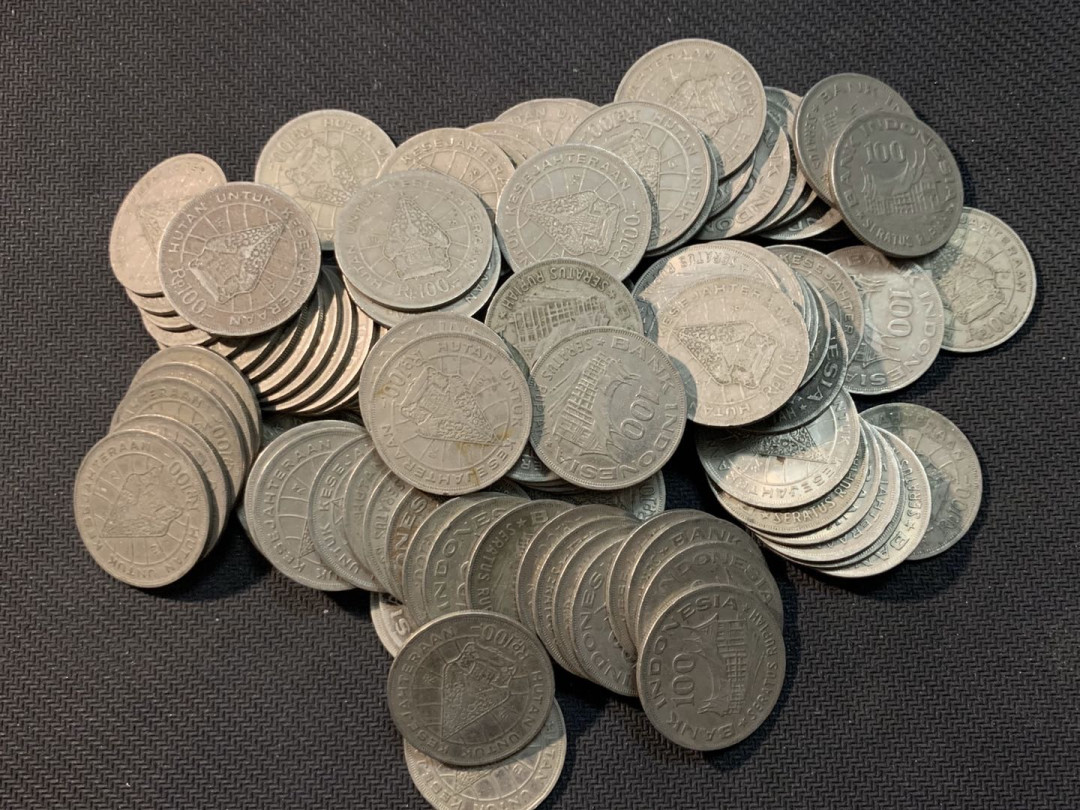 紫瑗钱币—微拍第13期 —批发场 印度尼西亚 1971年 鸟版 50卢比 100枚一组 流通品