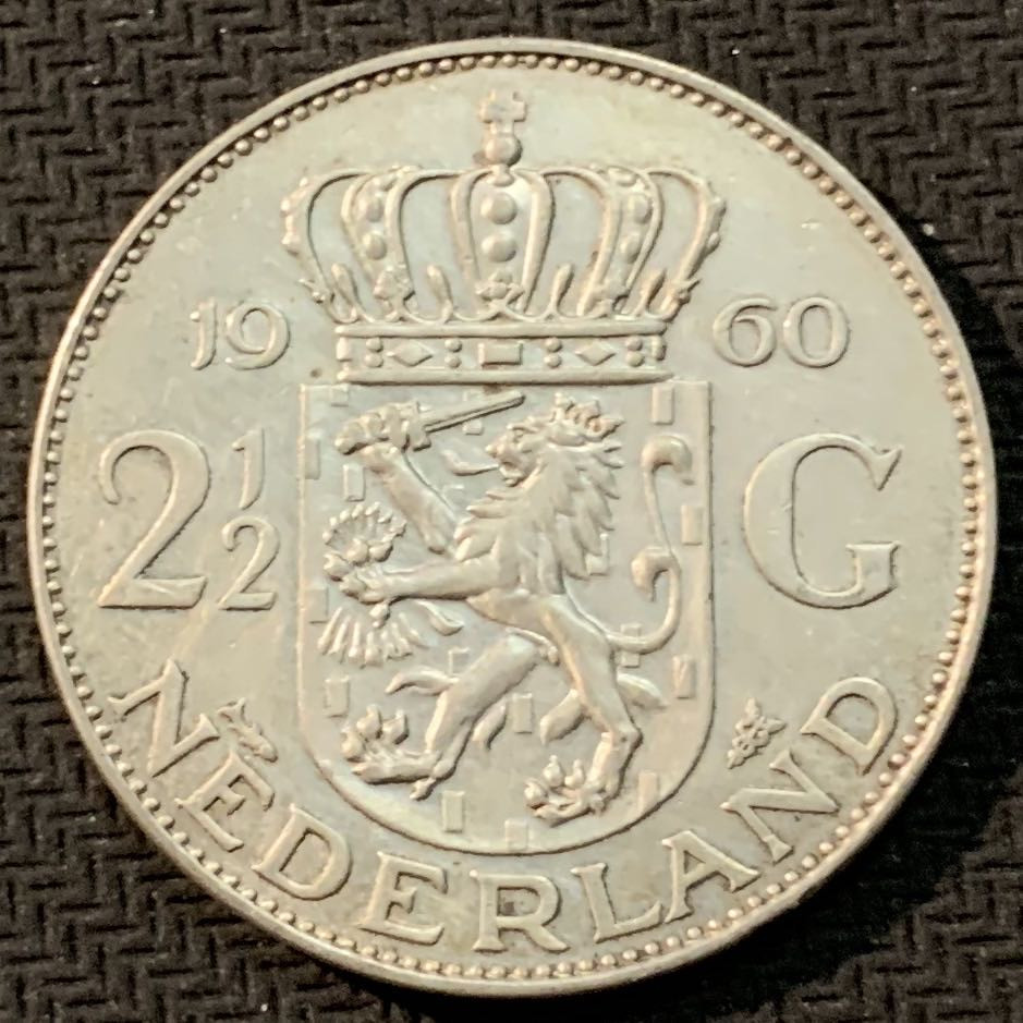 紫瑗钱币—微拍第13期 —批发场 荷兰 1960年 2.5盾 15克 0.72银