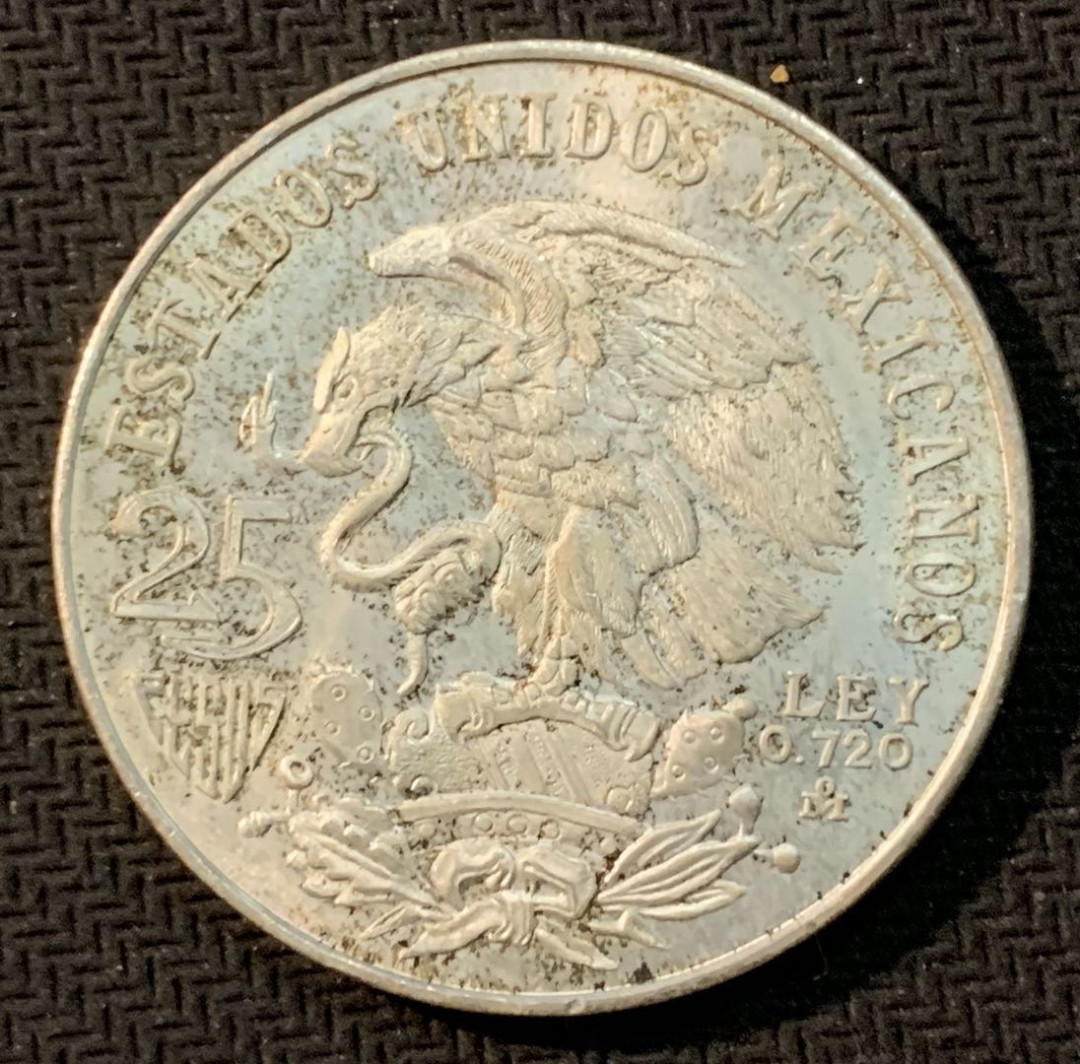 紫瑗钱币—微拍第13期 —批发场 墨西哥 1968年 墨西哥城奥运会 25比索 22.5克 0.72银