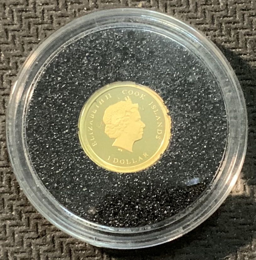 紫瑗钱币—微拍第13期 —批发场 库克 2013年 HMS号访问 1元 0.5克 0.999金