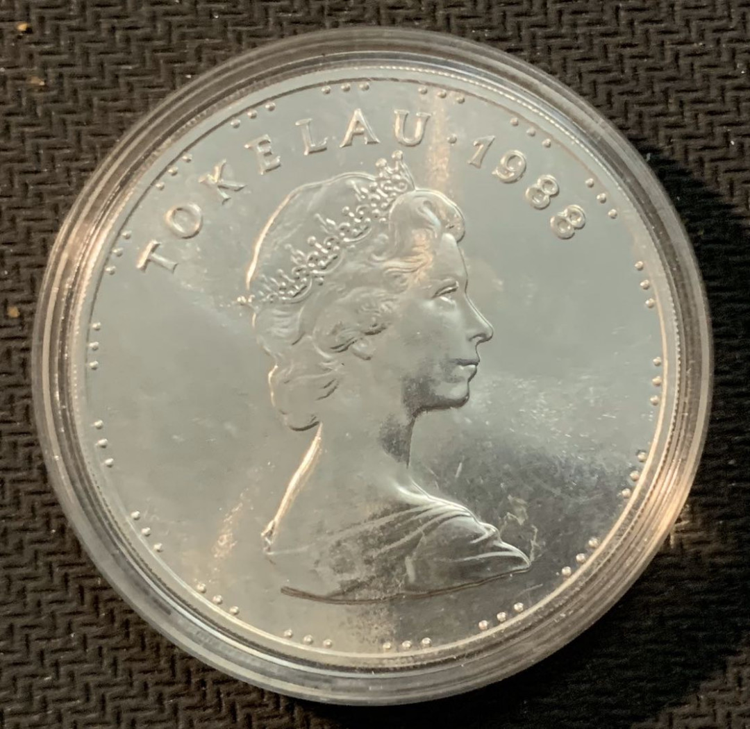 紫瑗钱币—微拍第13期 —批发场 托克劳 1988年 奥运会 标枪 5塔拉 27克 0.925银