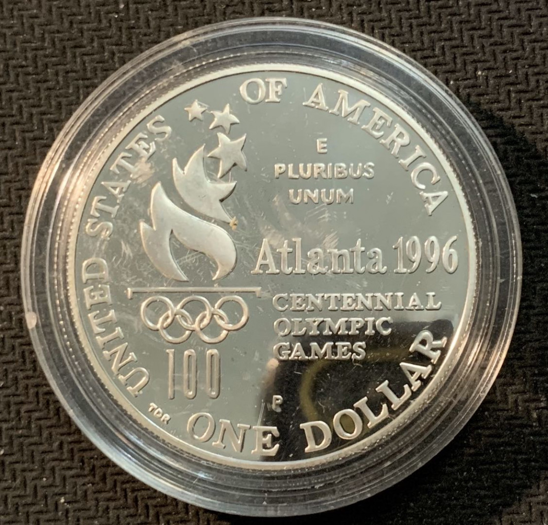 紫瑗钱币—微拍第13期 —批发场 美国 1996年 亚特兰大奥运会 网球  1元  26.73克 0.9银 精制