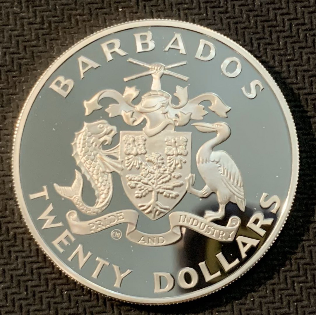 紫瑗钱币—微拍第13期 —批发场 巴巴多斯 1988年  首尔奥运会 20元 23.33克 0.925银 精制