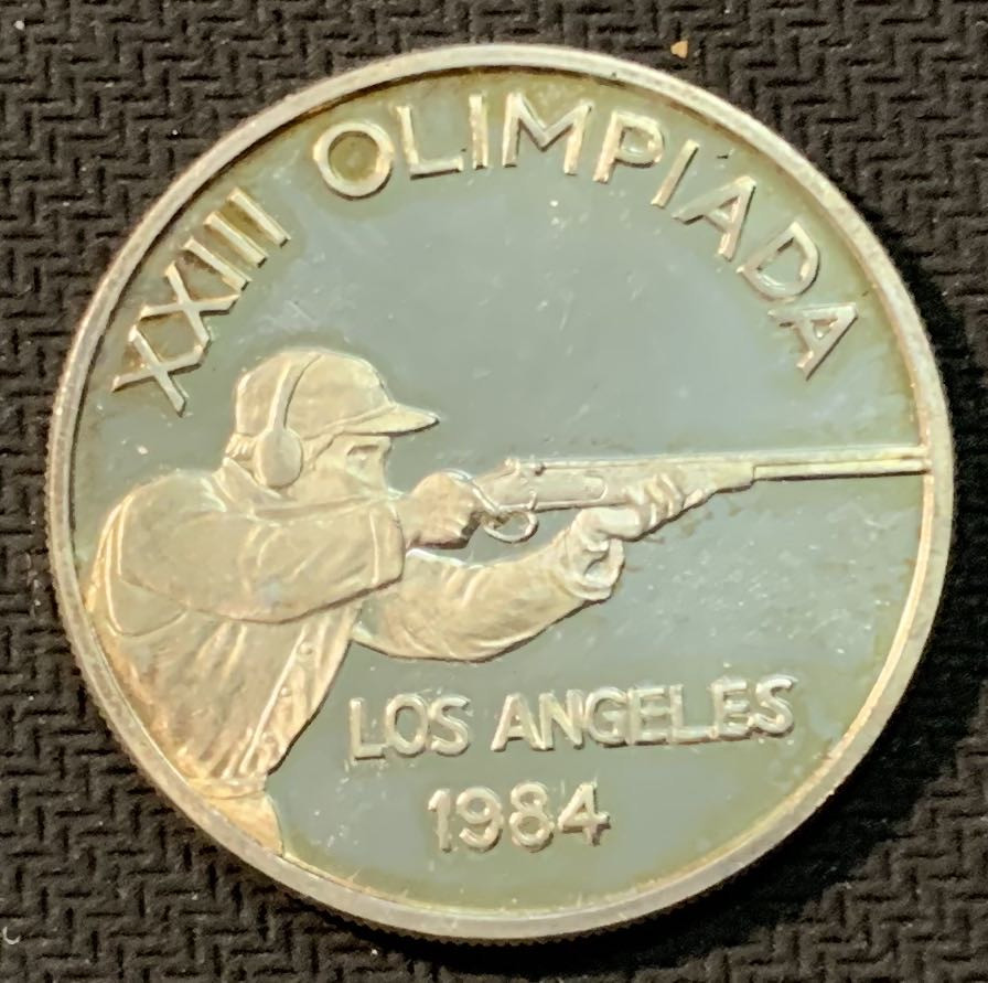 紫瑗钱币—微拍第13期 —批发场 安道尔 1984年 洛杉矶奥运会 射击 20第纳尔 银币 16克 0.9银 