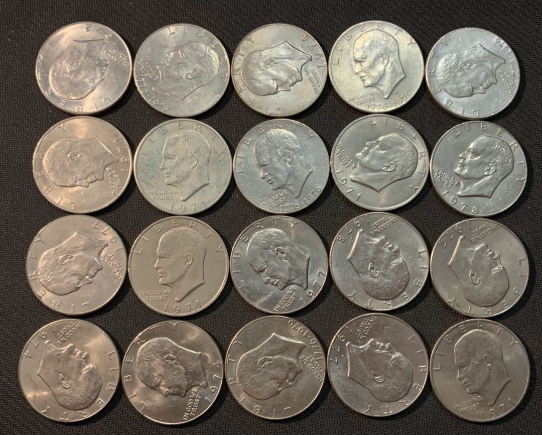 紫瑗钱币—微拍第13期 —批发场 美国 1971—1976年 艾森豪威尔 1元 镍币 20枚一组