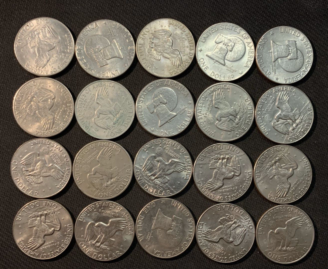 紫瑗钱币—微拍第13期 —批发场 美国 1971—1976年 艾森豪威尔 1元 镍币 20枚一组