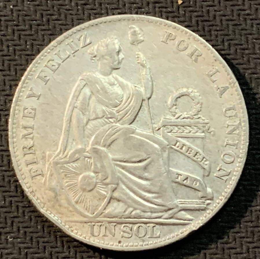 紫瑗钱币—微拍第13期 —批发场 秘鲁 1934年  自由女神 1索尔 25克 0.5银