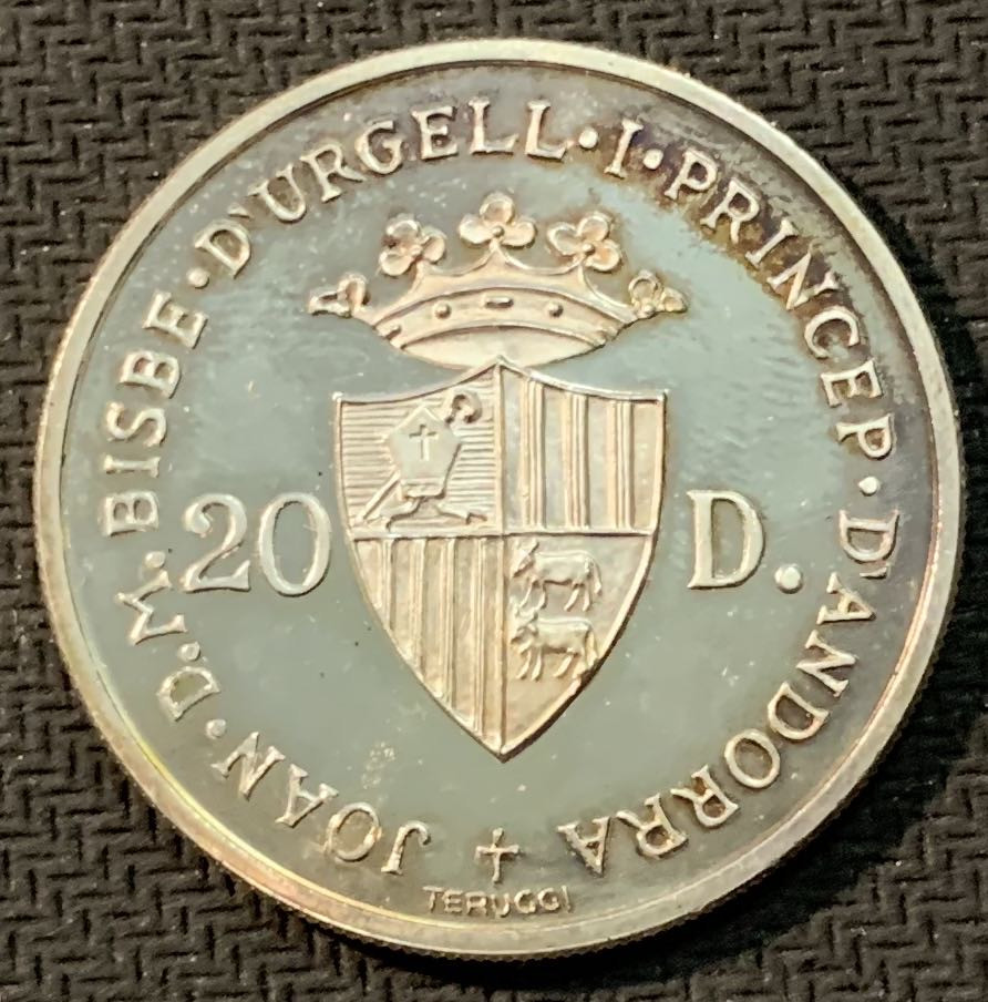 紫瑗钱币—微拍第13期 —批发场 安道尔 1984年 洛杉矶奥运会 射击 20第纳尔 银币 16克 0.9银 