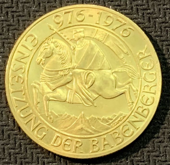 紫瑗钱币—微拍第13期 —批发场 奥地利 1976年 建国1000周年 1000先令 13.5克 0.9金