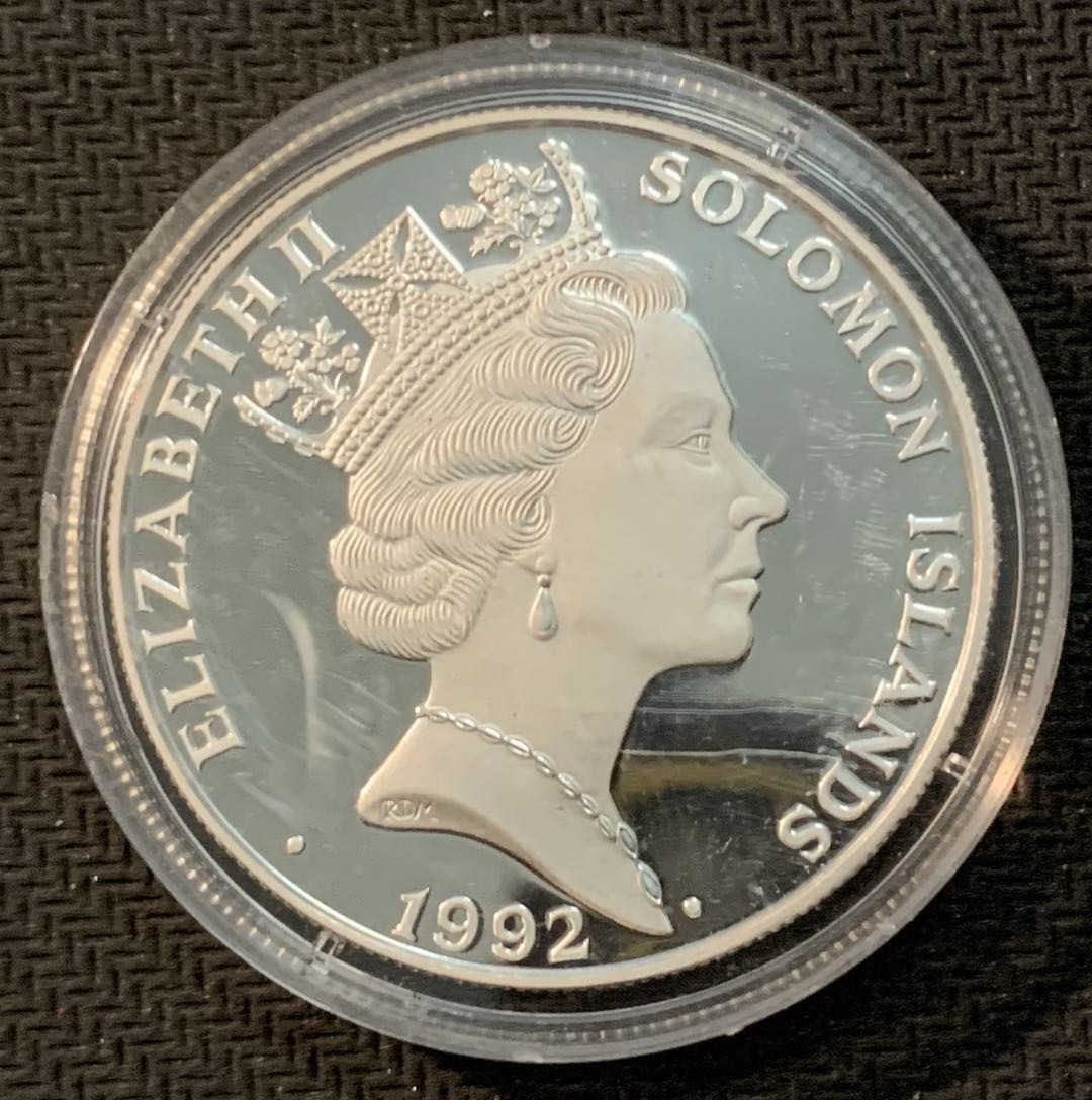 紫瑗钱币—微拍第13期 —批发场 所罗门 1992年 巴塞罗那奥运会 拳击 10元 31.47克 0.925银 精制